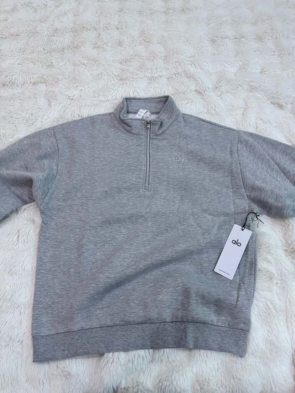 Alo Yoga Quarter Zip Pullover Heather Grey